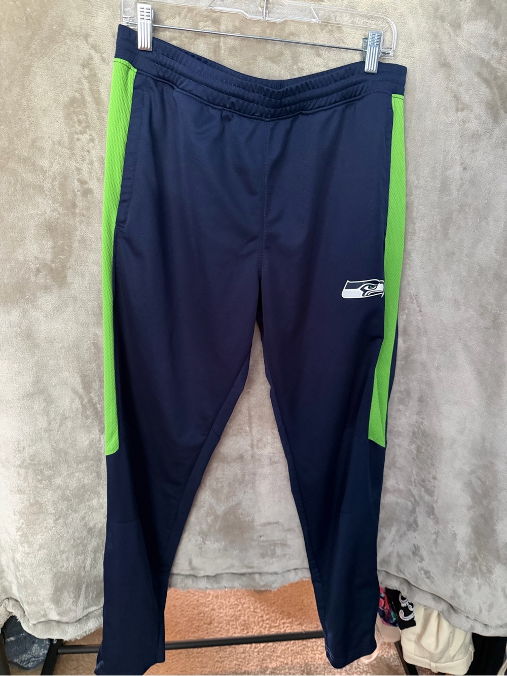 Team Apparel Navy Sweatpants with Neon Green Side Panels